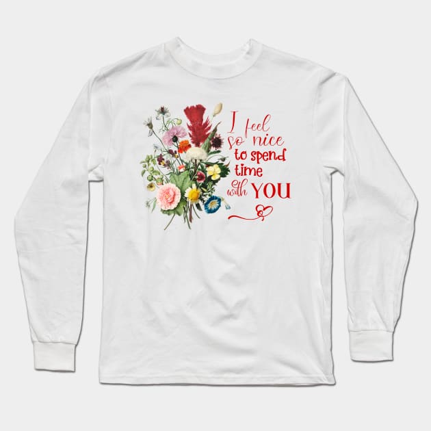 Colorful Floral Valentine Long Sleeve T-Shirt by Biophilia